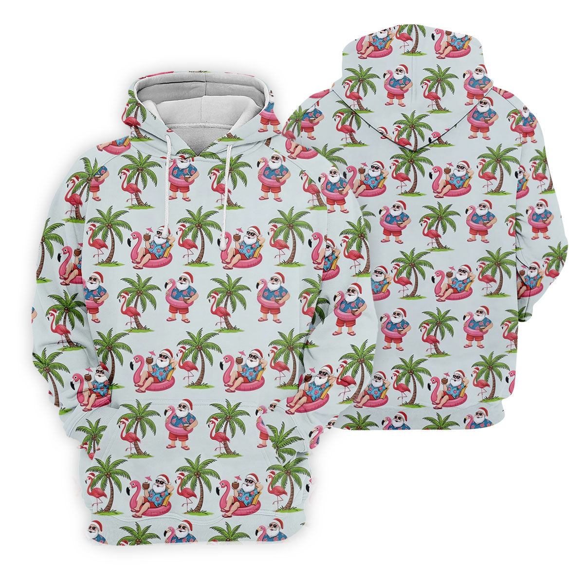 Tropical Santa Flamingo Beach Golf Polo, Christmas Golf Shirt, Golf Apparel For Men