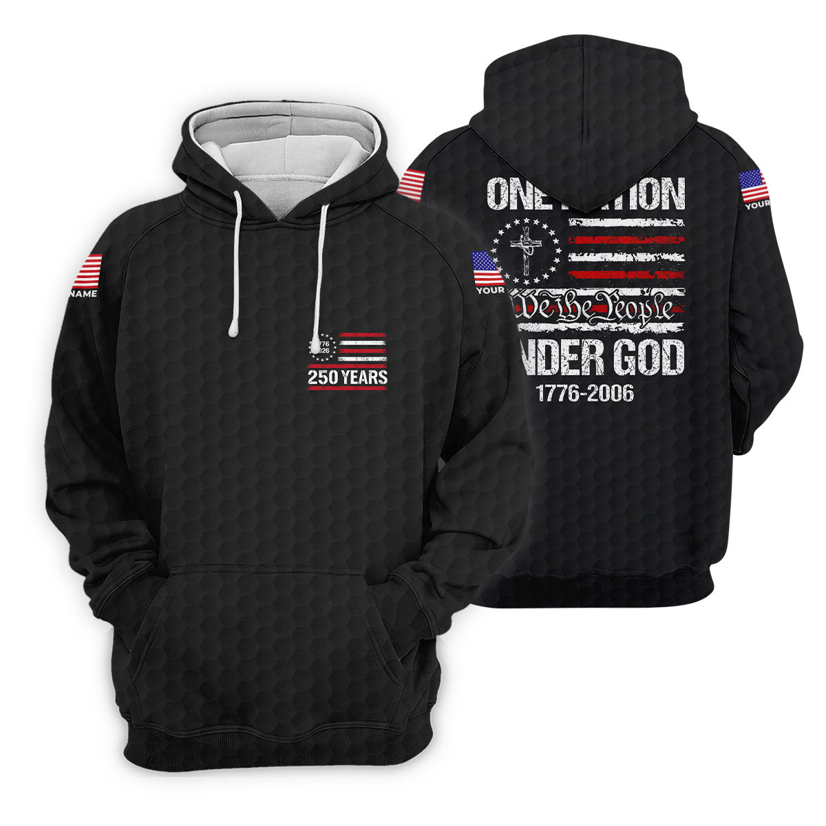 One Nation Under God We The People Black Golf Shirt, 250 Years 4th Of July Golf Shirts For Men