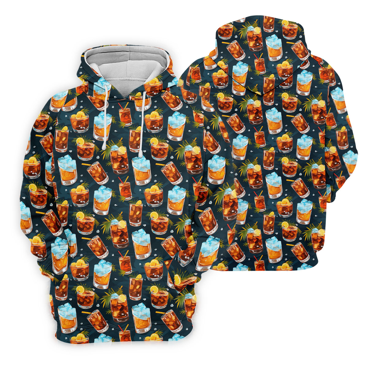Summer Cocktail Pattern Hawaiian Golf Shirt, Mens Golf Apparel, Golf Polo Shirts For Men