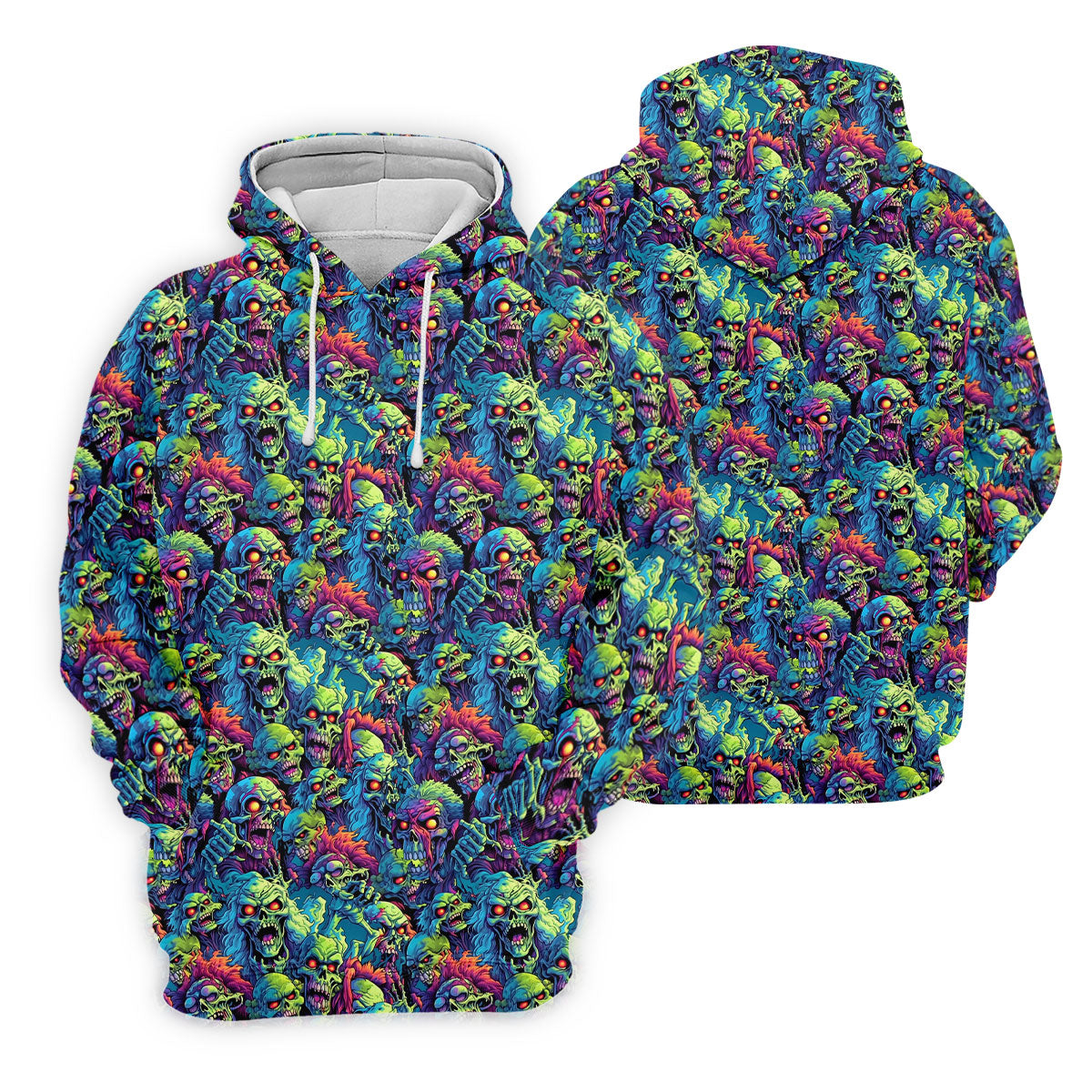 Colorful Zombie Head Pattern Halloween Golf Polo Shirt, Mens Golf Polo, Golf Shirts For Men