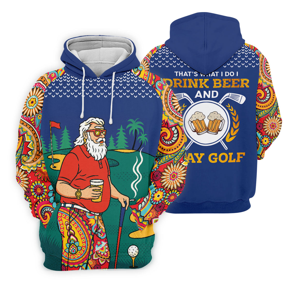 Funny Bearded Golfer With Paisley Pants Golf Polo Shirt, Printed Golf Shirts, Golf Apparel For Men