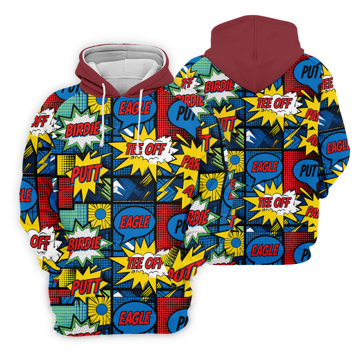 Birdie Tee Off Putt Comic Golf Shirt, Men's Golf Shirt, Golf Apparel For Men