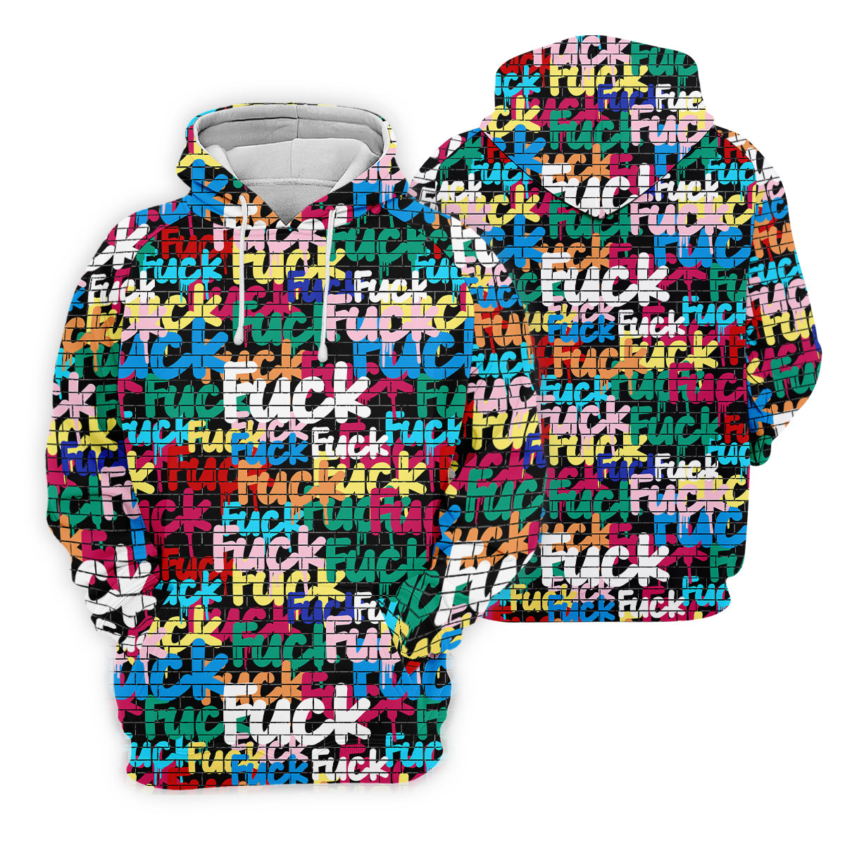 Bold Colorful Fuck Graffiti Typography Golf Shirt, Men's Golf Shirt, Golf Apparel For Men