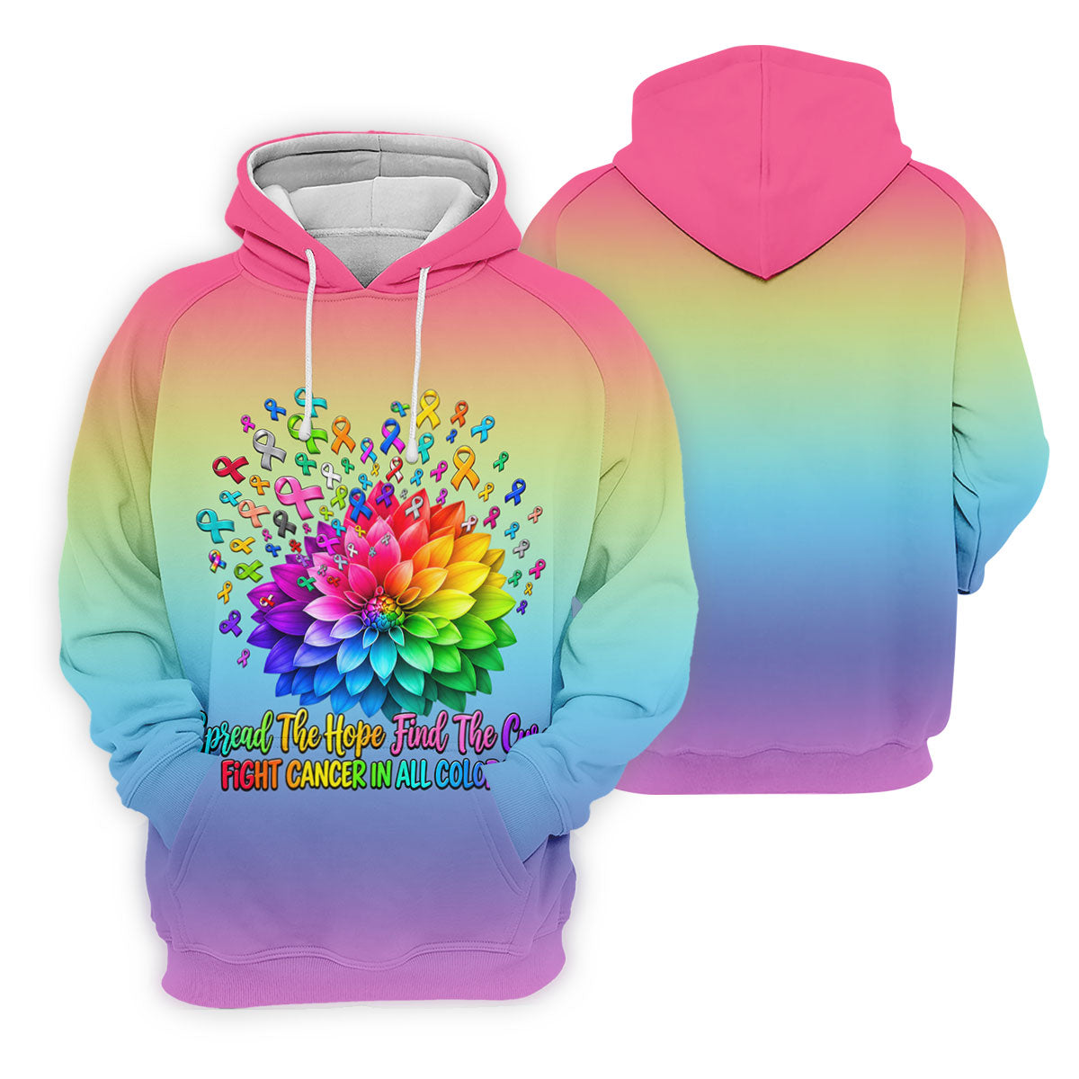 Spread Hope Find The Cure Rainbow Cancer Polo Shirt, Women's Golf Polo, Ladies Golf Top