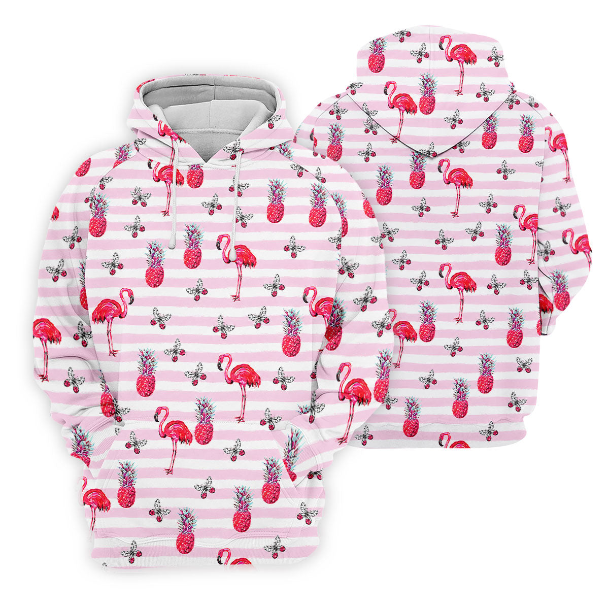 Pink Flamingo Pineapple Hawaiian Golf Polo Shirt, Polo Shirts For Men, Printed Golf Shirts