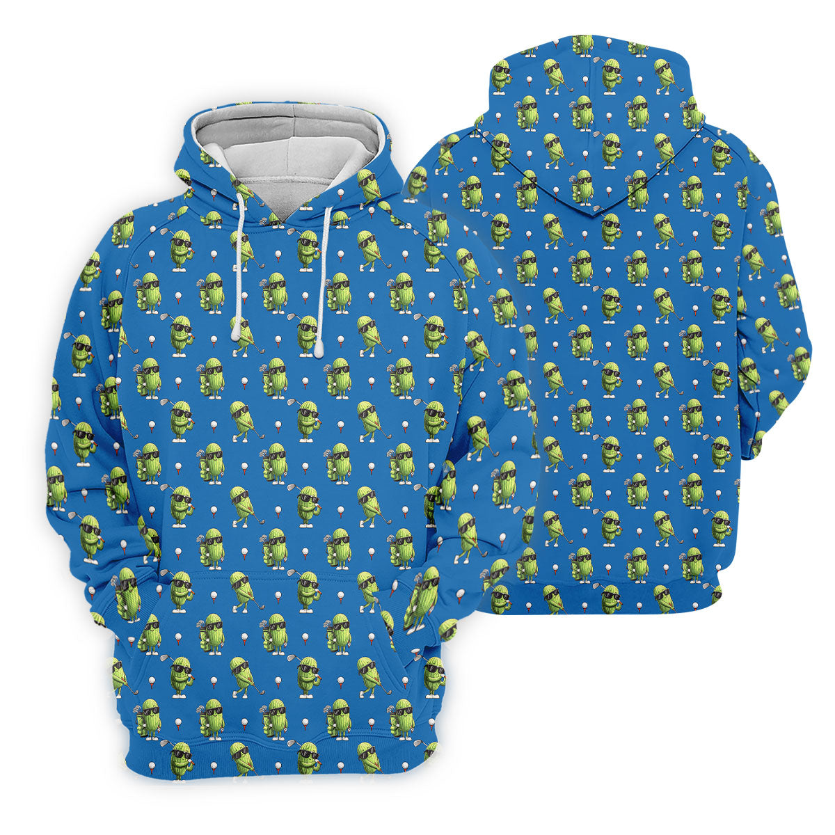 Cartoon Cactus Golfer Blue Golf Shirt, Women’s Golf Polo, Golf Tops For Women, Printed Golf Shirt