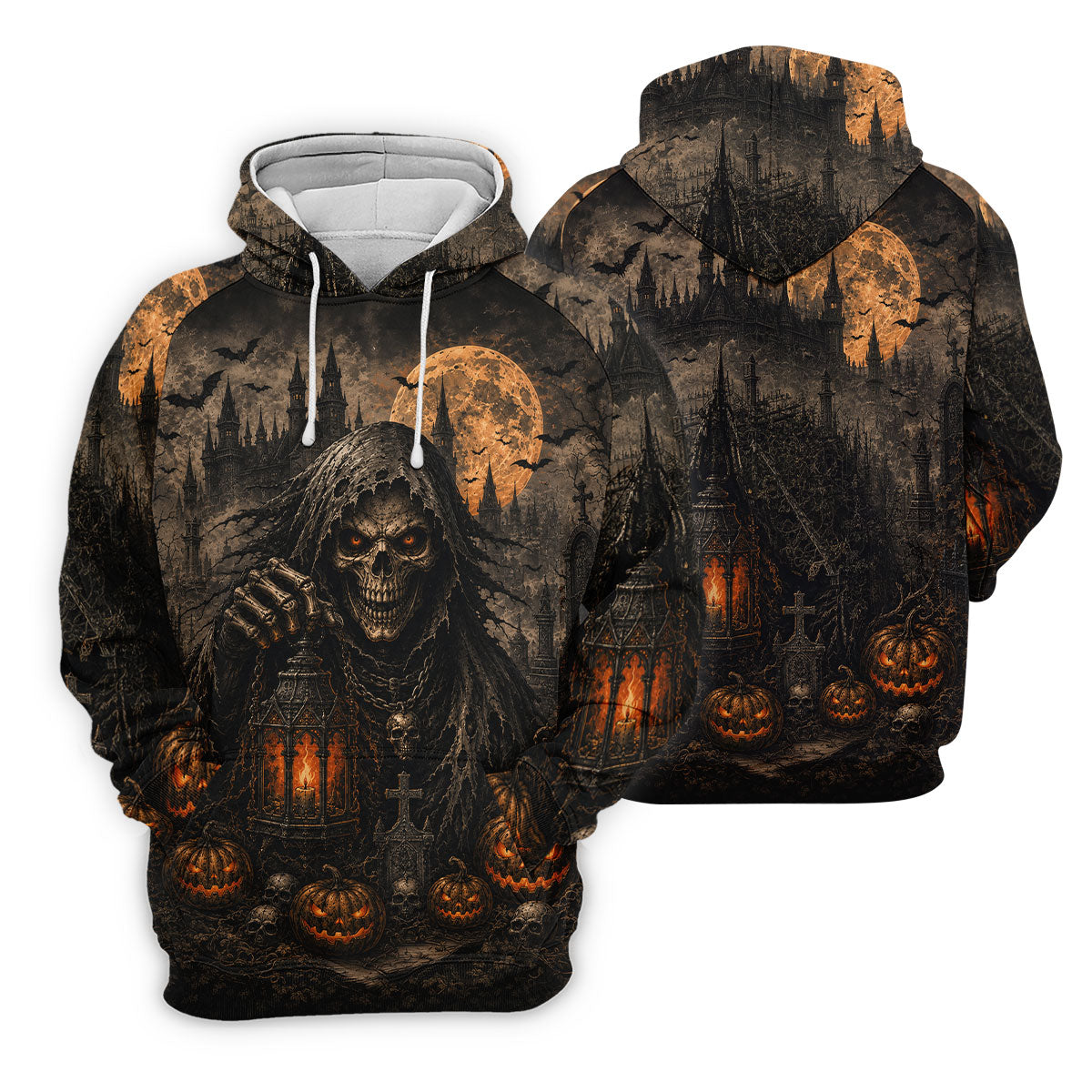 Grim Reaper Lantern Halloween Horror Character Polo Shirt, Women's Golf Tops, Womens Golf Tops