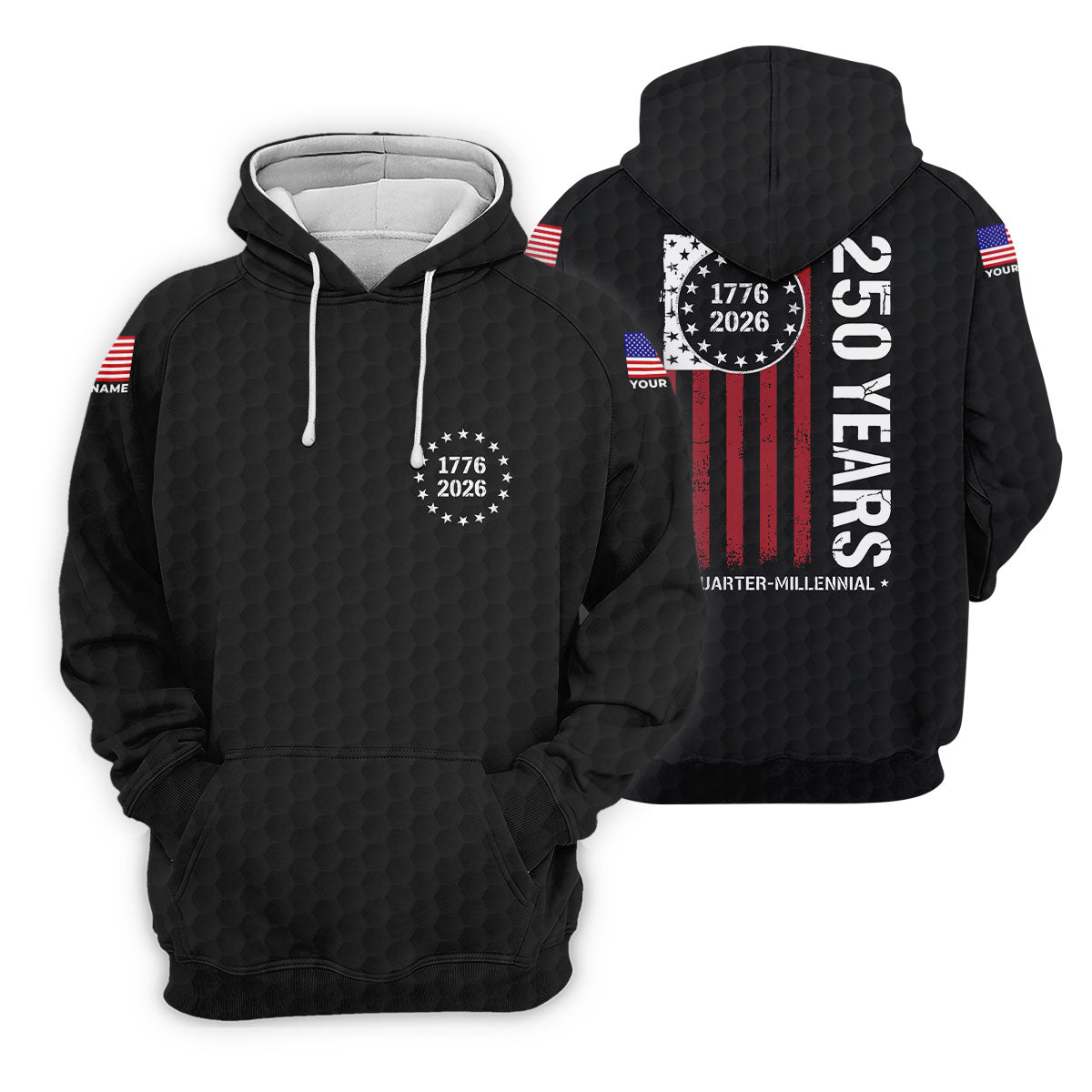 250 Years Quarter Millennnial Golf Ball Pattern Black Patriotic Golf Shirt, 4th Of July Golf Shirt For Women