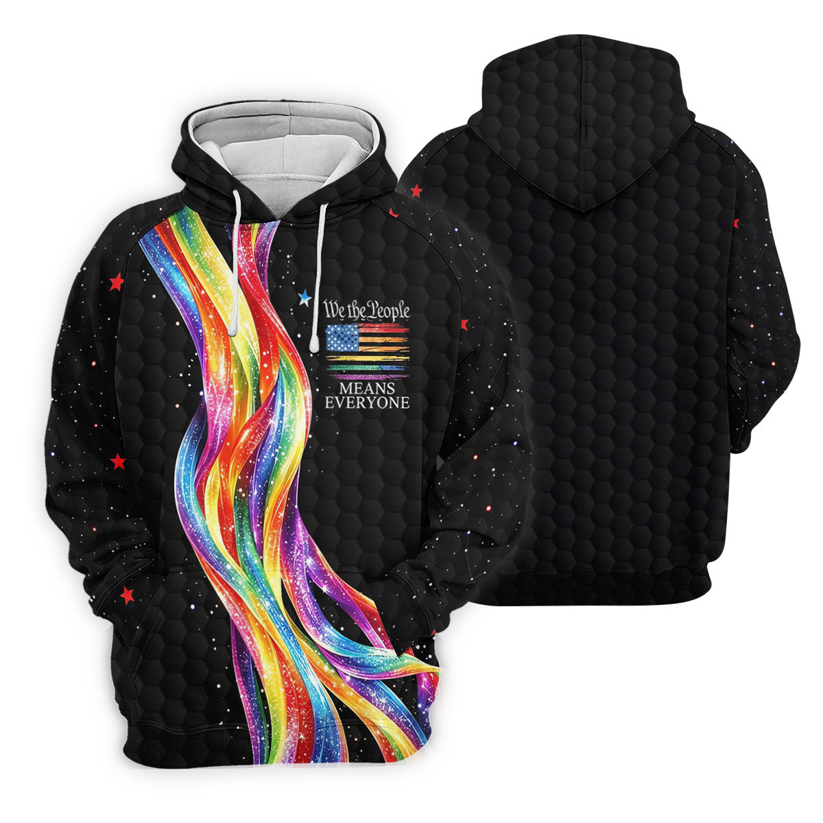 We The People Means Everyone LGBT Rainbow Ladies Golf Tops, Pride Month Celebrate Golf Shirt For Women