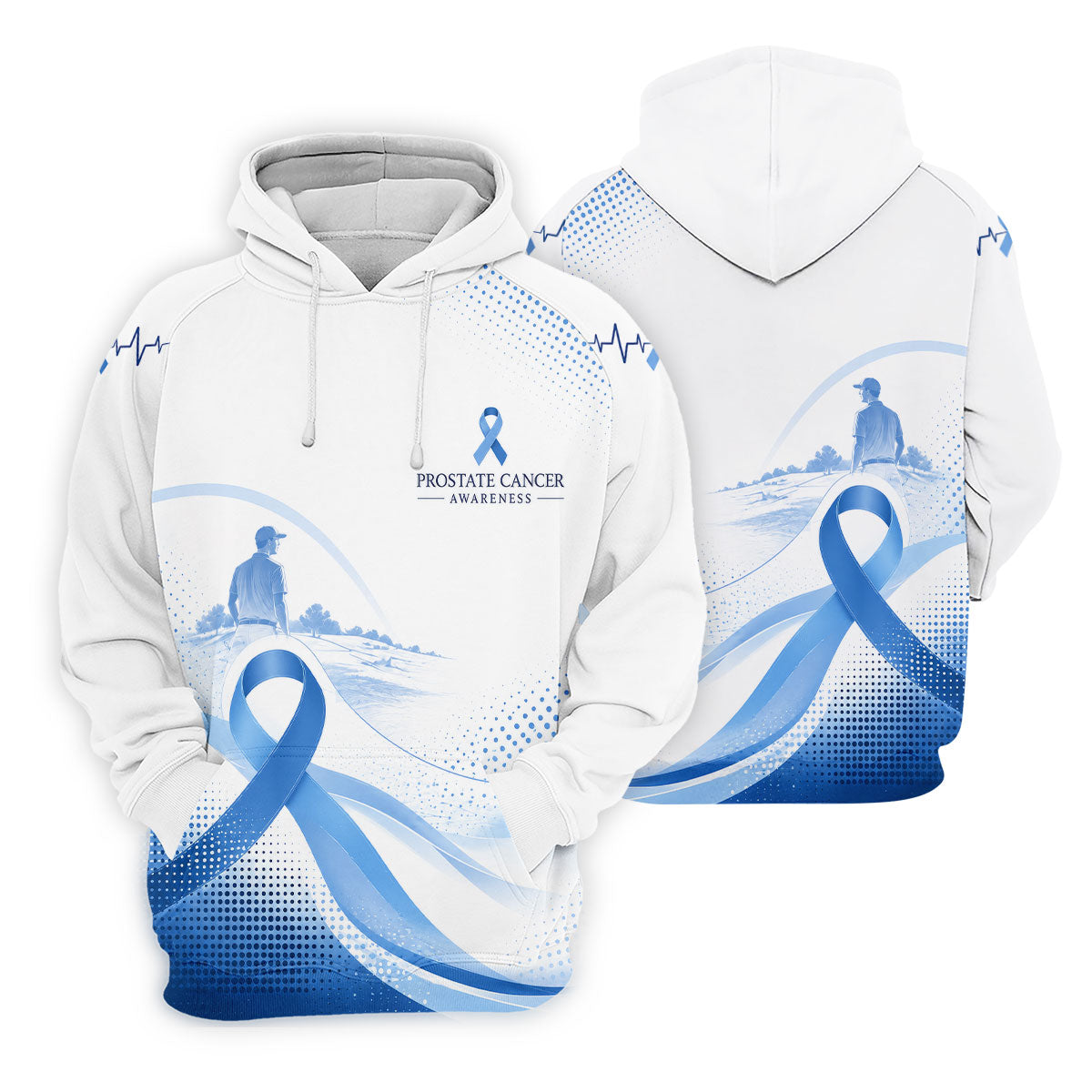 Blue Ribbon Golfer Prostate Cancer Awareness Polo Shirt, Golf Shirts For Men