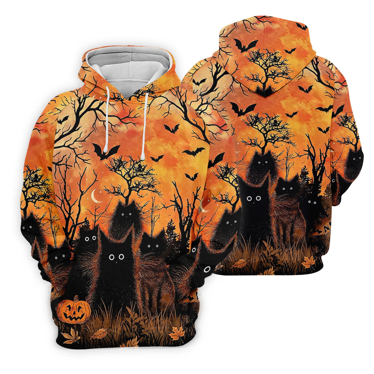 Spooky Black Cat Halloween Golf Polo Shirt, Men's Golf Shirts, Hawaiian Golf Shirt