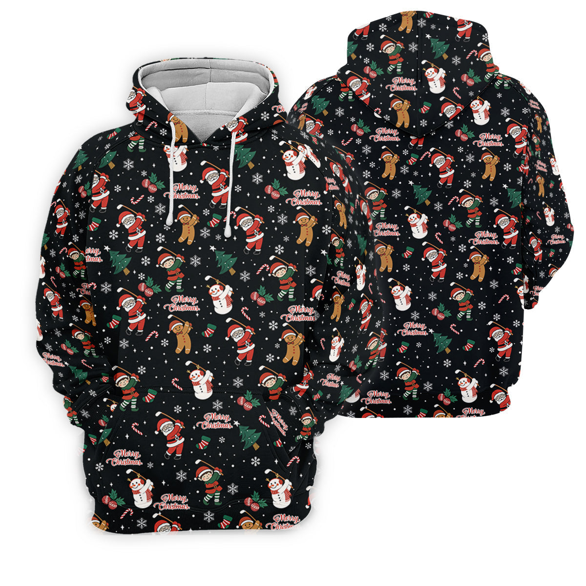 Merry Xmas Santa Gingerbread Snowman Golf Tops For Men, Christmas Golf Shirt, Fun Golf Shirts For Men