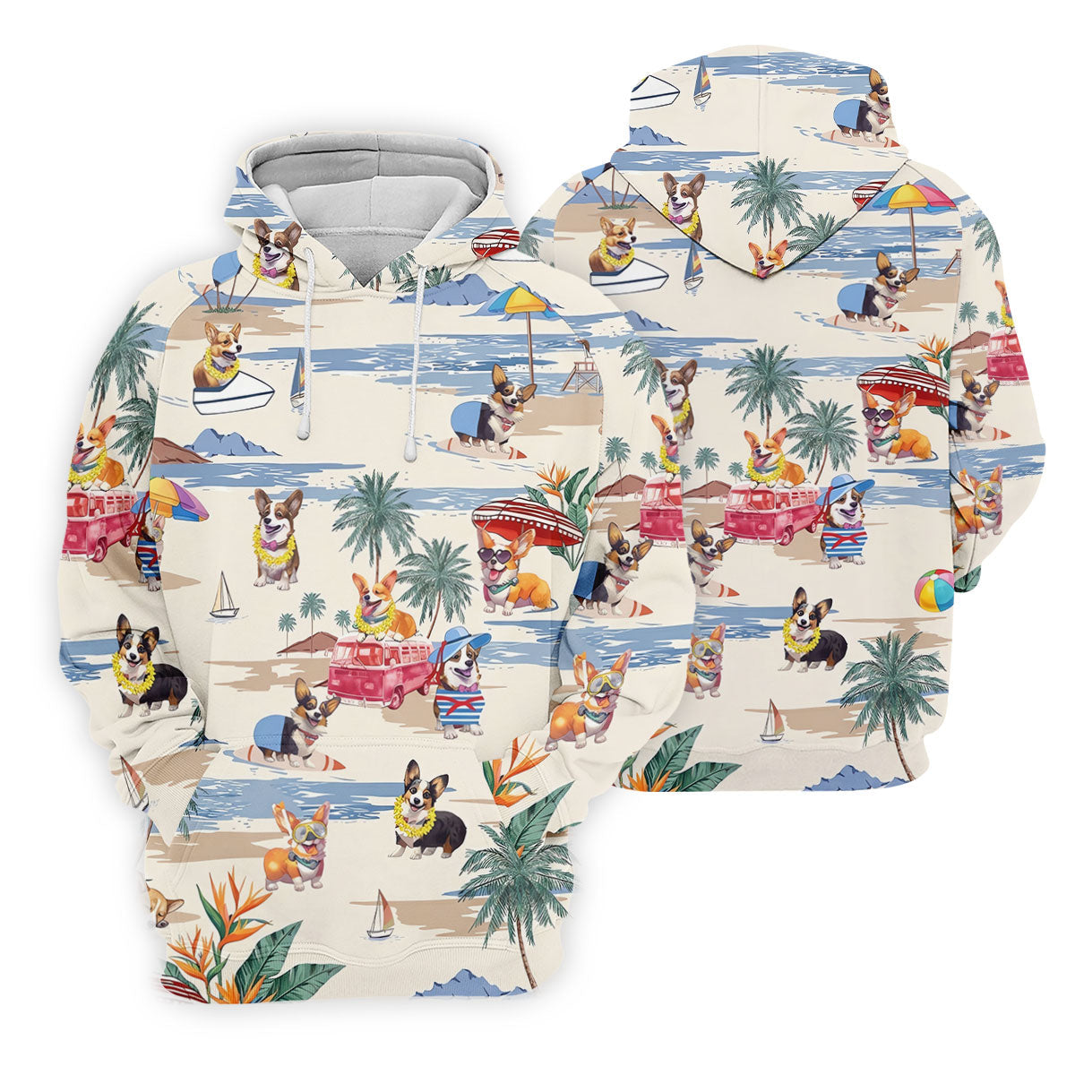 Cute Corgi Beach Vacation Golf Polo Shirt, Golf Shirts For Women, Ladies Golf Tops