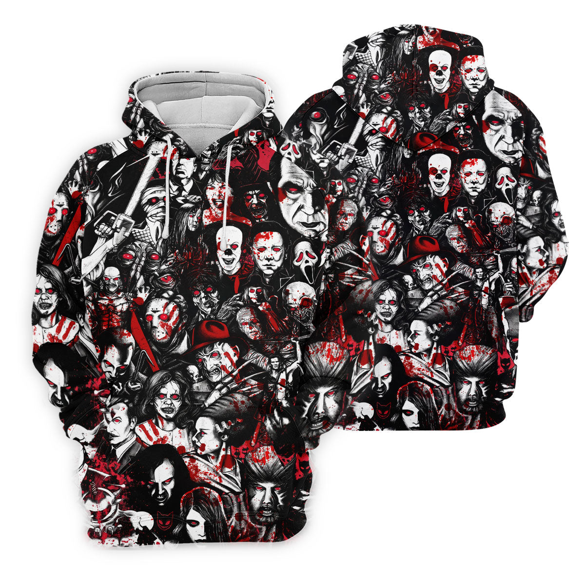 Horror Character Pattern Golf Polo Shirt, Women's Golf Apparel, Halloween Tops For Women