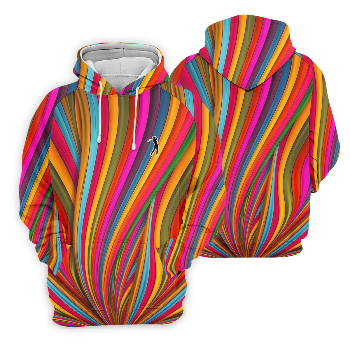 Rainbow Wave Golfer Silhouette Cinco De Mayo Celebration Fiesta Themed Golf Shirt For Women