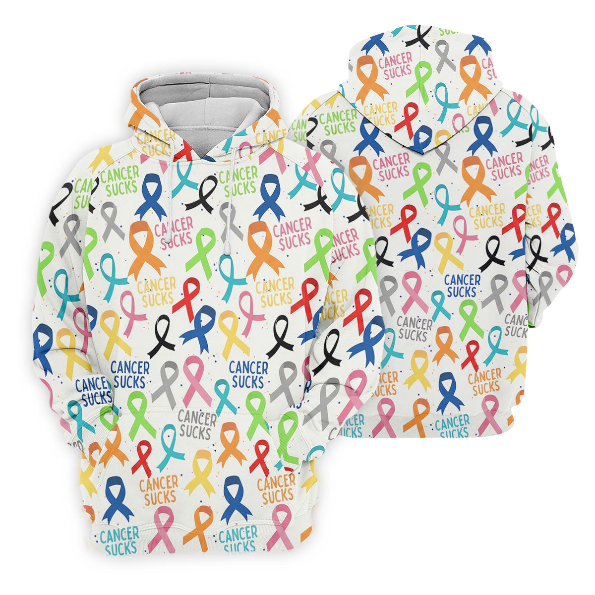 Cancer Sucks Multicolor Awareness Ribbon Polo Shirt, Ladies Golf Tops, Women’s Golf Polo