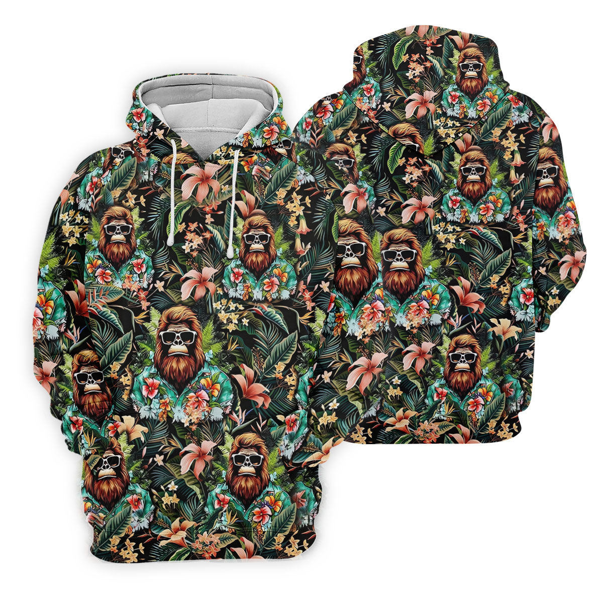 Bigfoot Hawaiian Tropical Golf Shirt, Funny Sasquatch Golf Shirt For Women