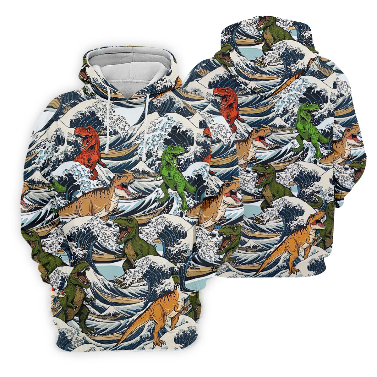 T Rex Surfing Great Wave Golf Polo Shirt, Women's Golf Polo, Golf Shirts For Women