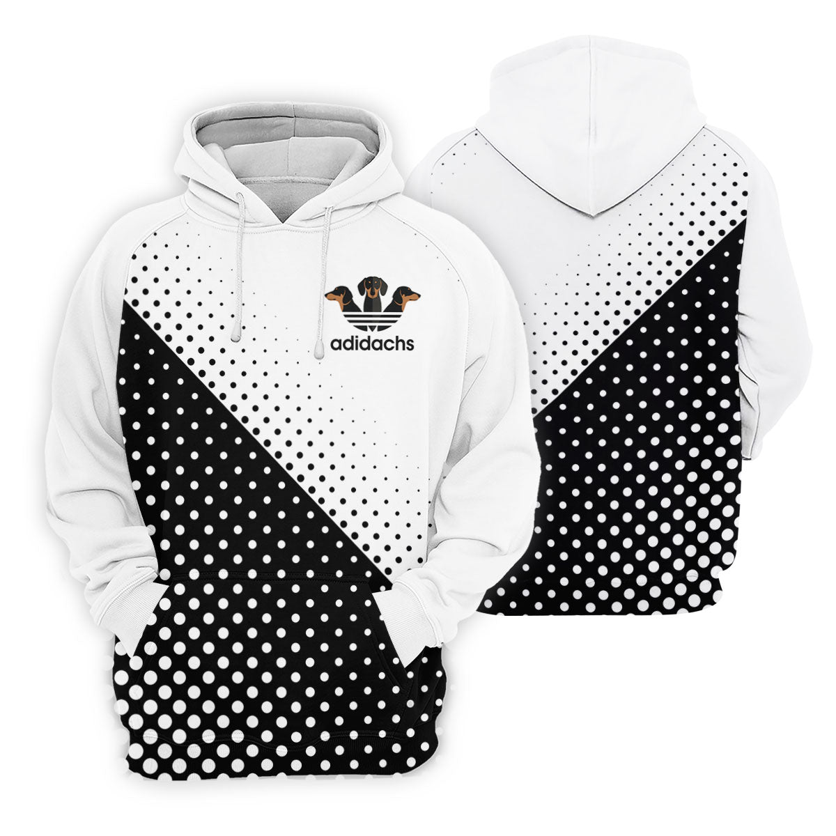 Adidachs Funny Dachshund White Golf Shirt, Men's Funny Golf Shirts, Polo Shirts For Men