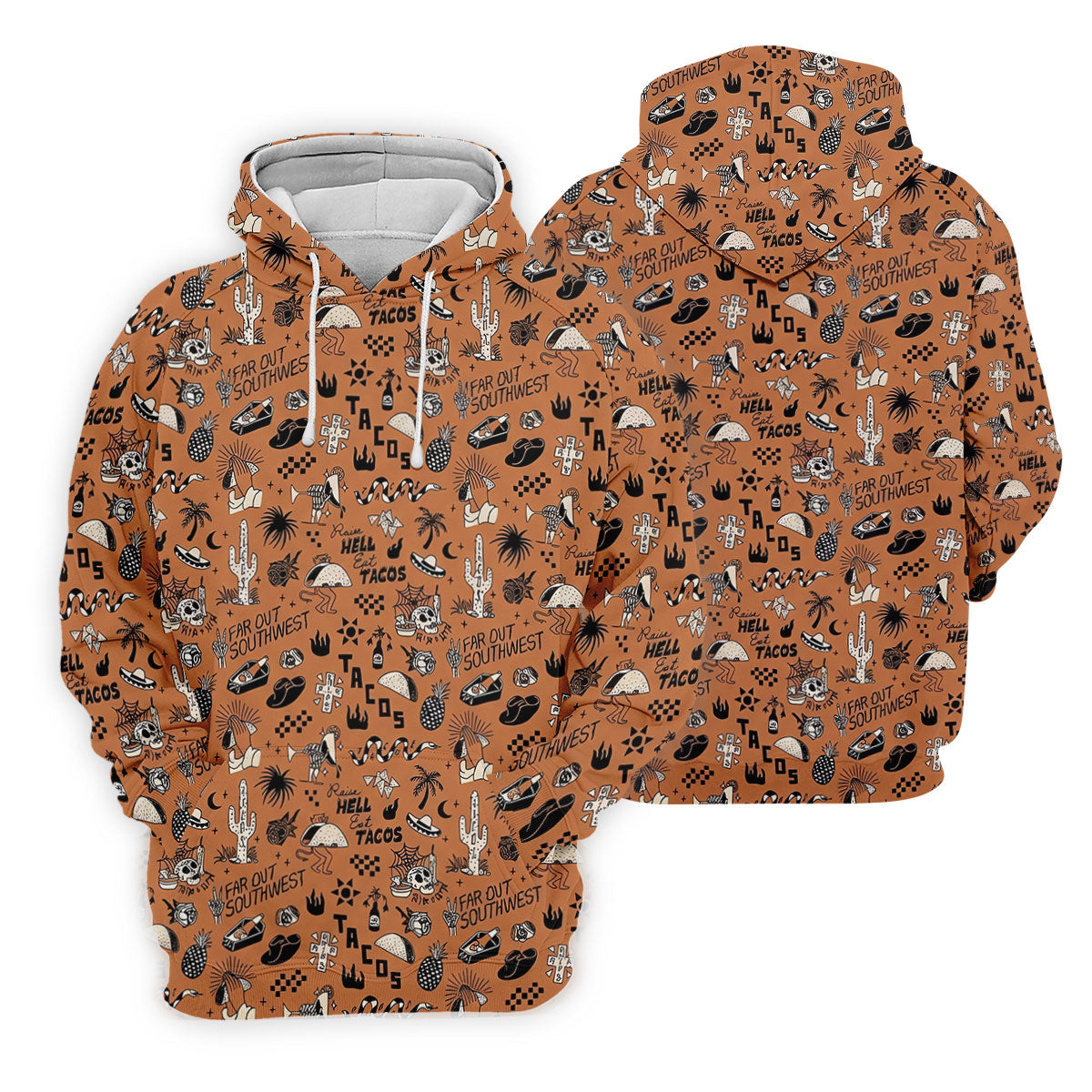 Southwest Desert Taco Skull Pattern Hawaiian Golf Shirt, Golf Tops For Women, Performance Golf Shirt