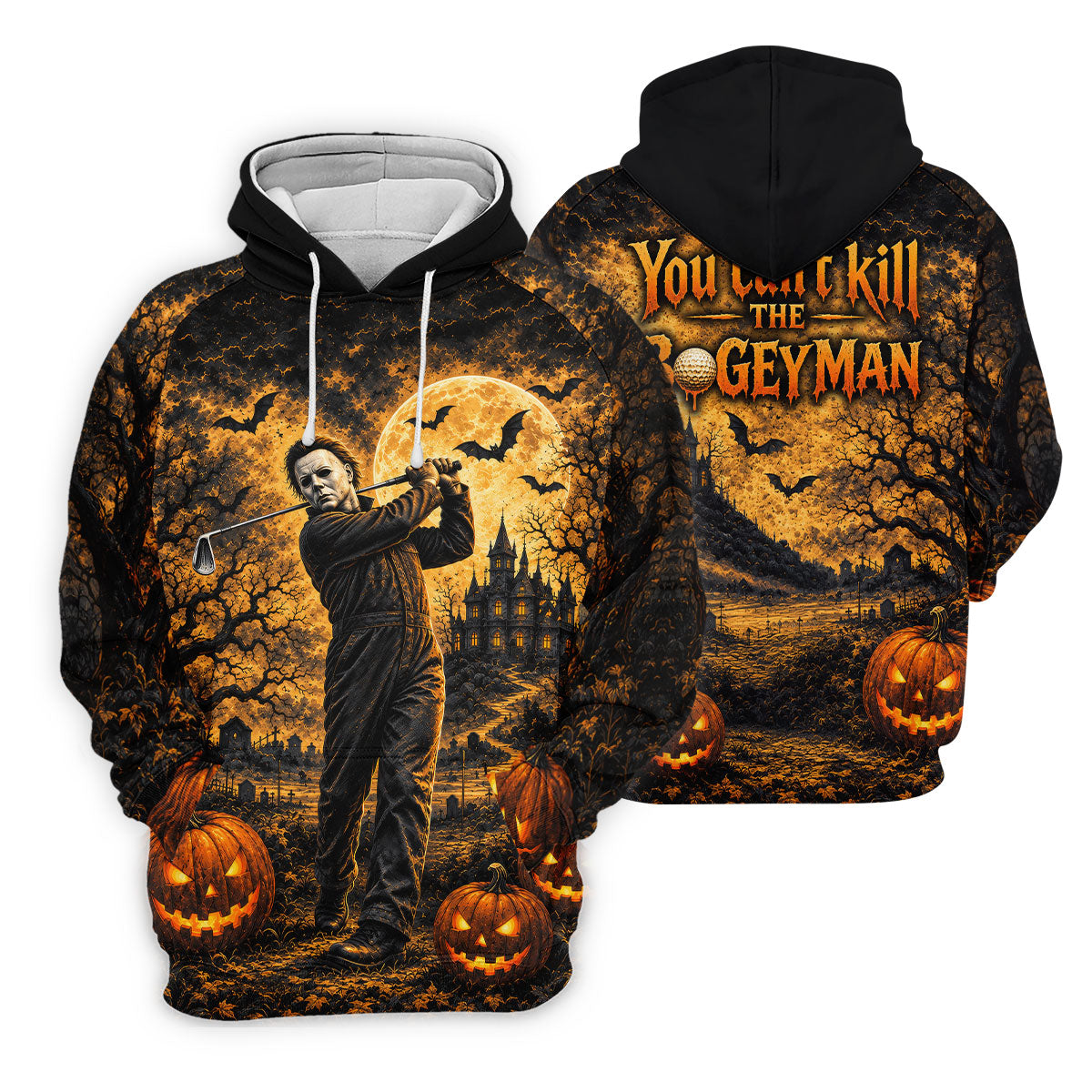 Bogeyman Horror Character Halloween Golf Polo Shirt, Mens Golf Polo, Mens Golf Shirts
