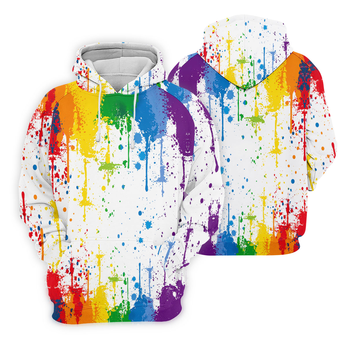 Rainbow Paint Splatter LGBT Support Golf Tops For Men, Pride Month Golf Shirts For Men