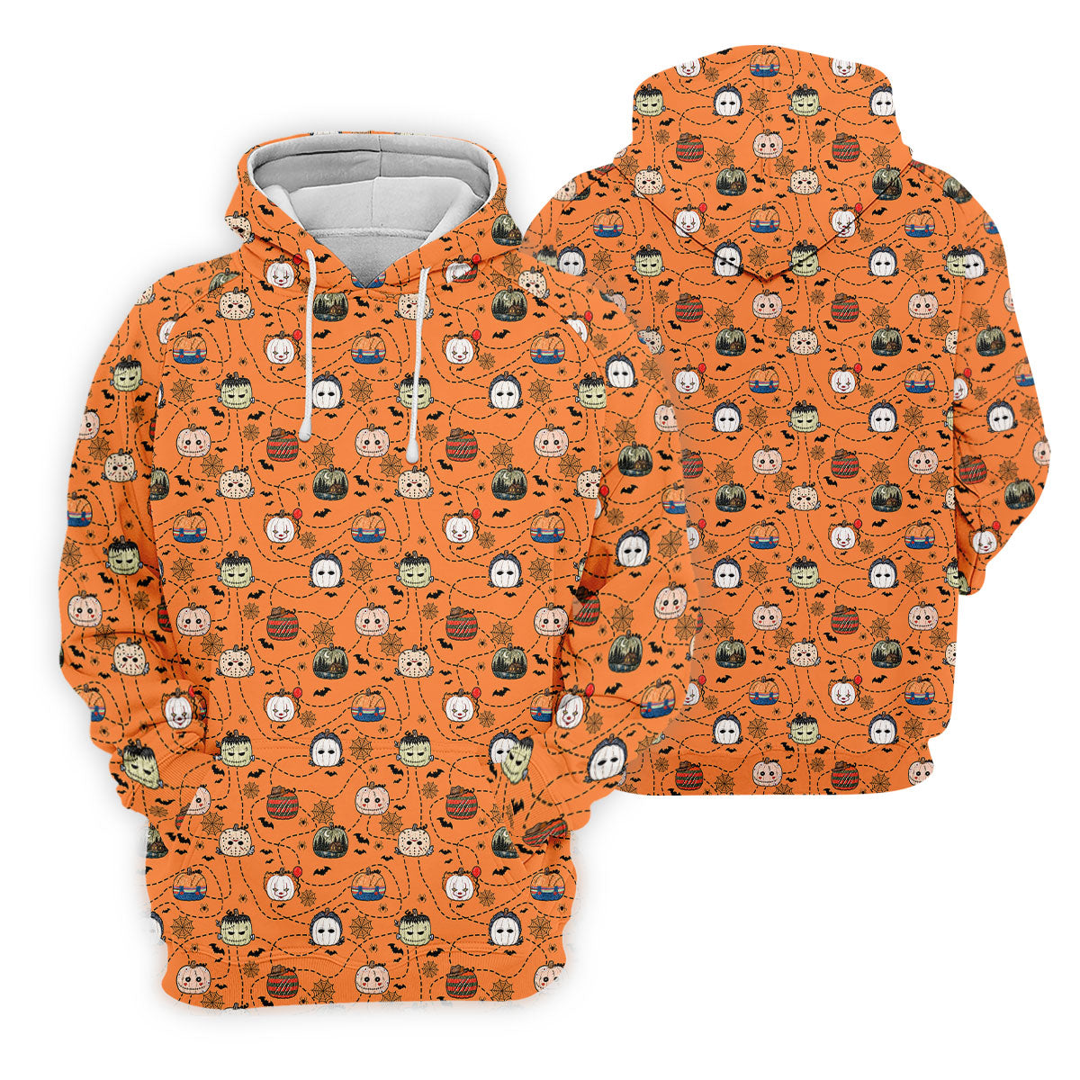 Orange Horror Character Pumpkin Pattern Golf Polo Shirt, Ladies Golf Shirts, Womens Golf Tops