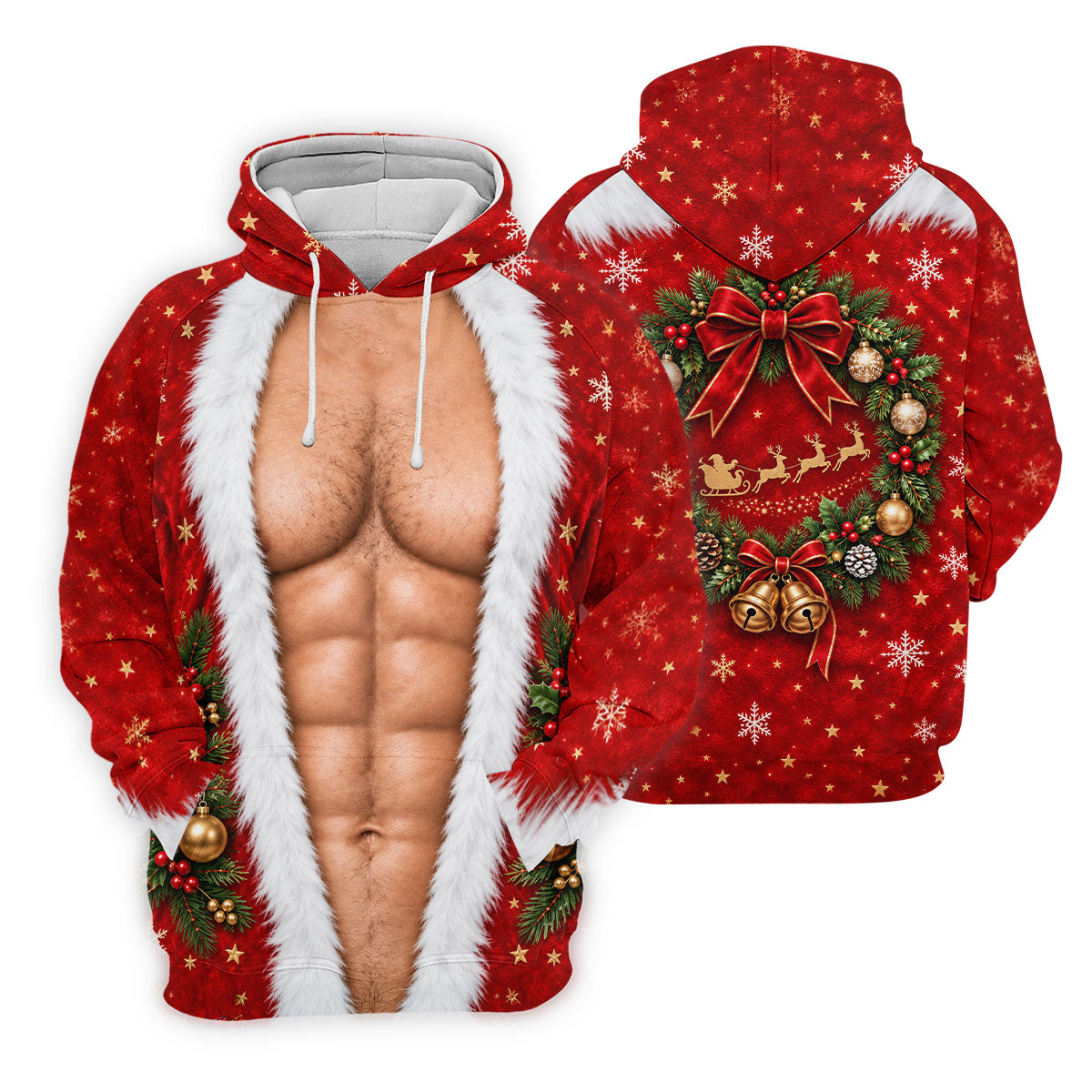 Santa Muscle Body Christmas Golf Shirt, Womens Golf Tops, Ladies Golf Shirts