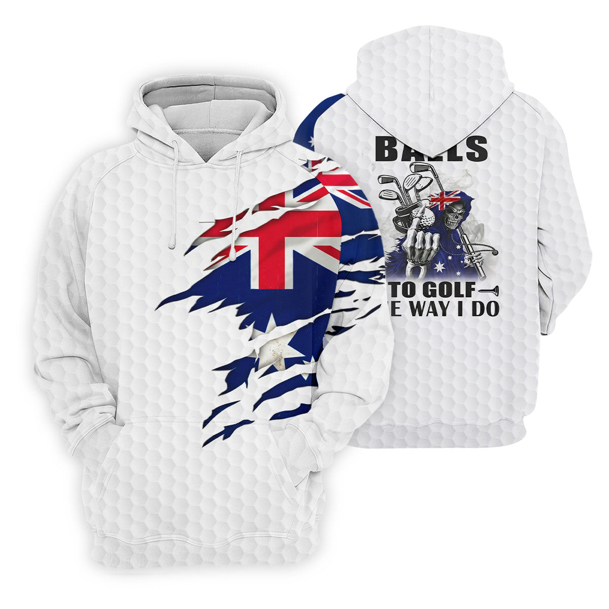 It Takes A Lot Of Ball To Golf The Way I Do Australia Flag Print Men's Golf Top, Golf Shirts For Men