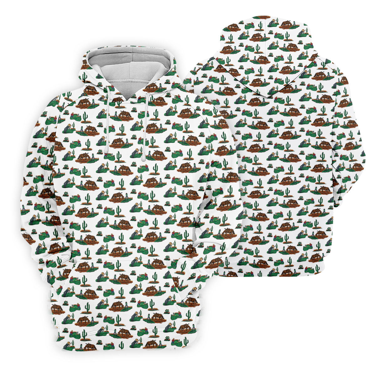 Western Golf Course Pattern Polo Shirt, Printed Golf Shirts, Golf Polo Shirts For Men