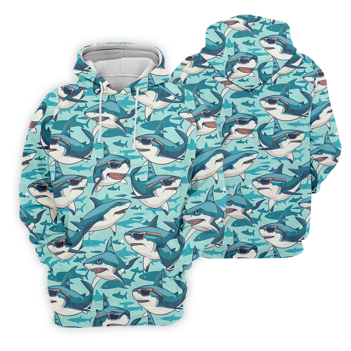 Animated Shark Hawaiian Golf Shirt, Fun Women's Golf Shirts, Ladies Golf Shirts