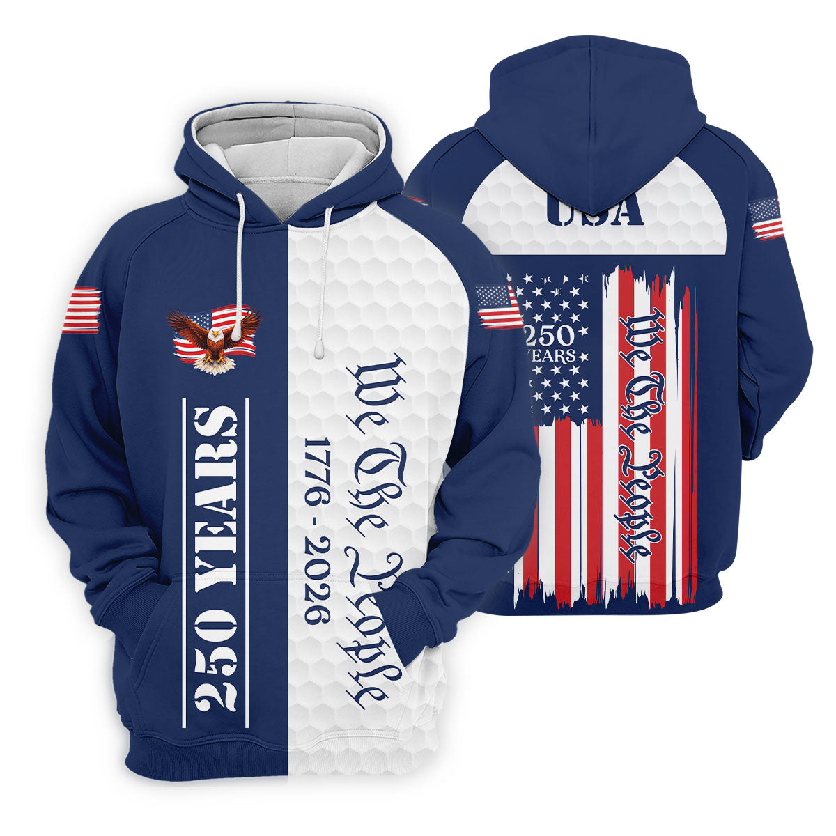 We The People Bald Eagle US Flag Golf Ball Pattern 250 Years Patriotic 4th Of July Golf Shirt For Women