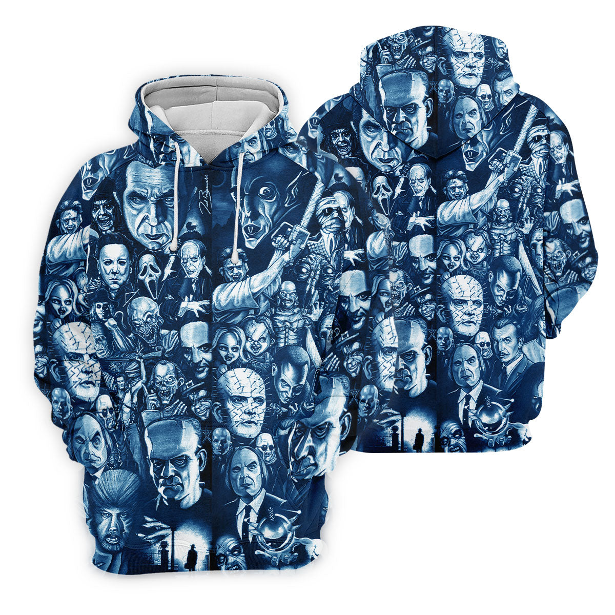 Horror Character Collage Halloween Polo Shirt, Printed Golf Shirts, Golf Apparel For Men
