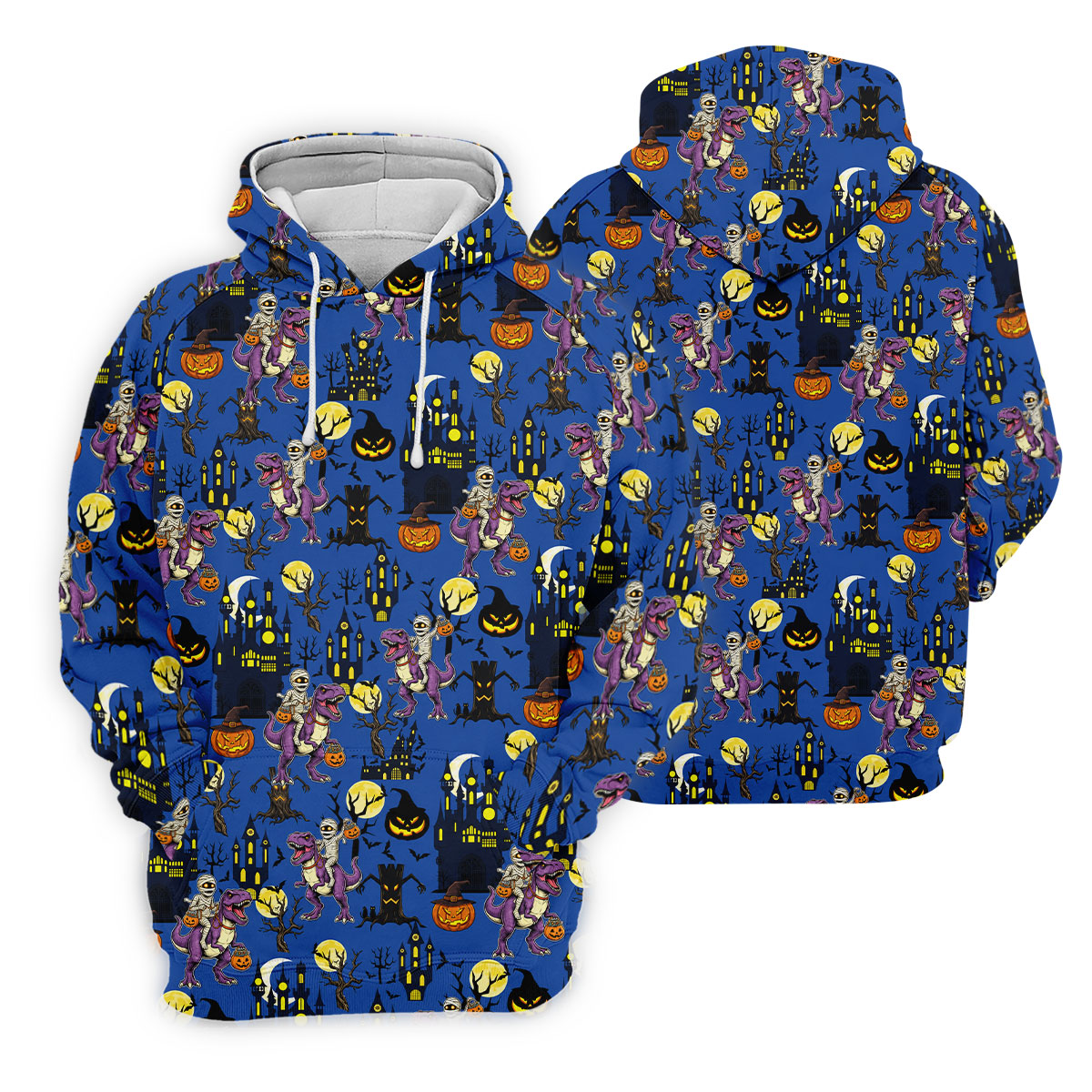 Dinosaur Mummy Pumpkin Halloween Polo Shirt, Mens Golf Shirts, Golf Polo Shirts For Men