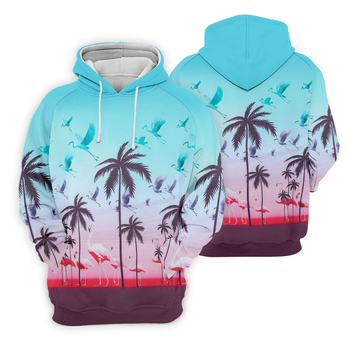 Tropical Flamingo Sunset Hawaiian Golf Shirt, Printed Golf Shirts, Golf Polo Shirts For Men