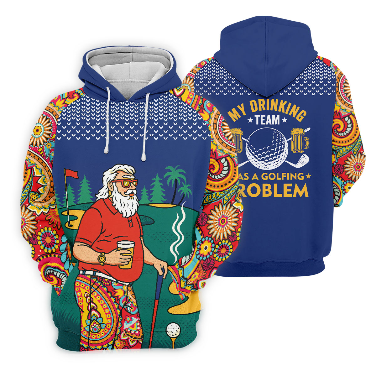 Funny Bearded Golfer Drinking Beer And Smoking Golf Polo, Ladies Golf Shirts, Performance Golf Shirt