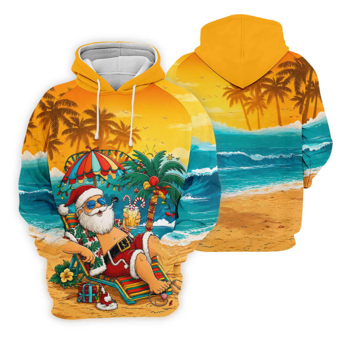 Beach Chair Santa Christmas Golf Shirt, Men's Golf Shirt, Hawaiian Golf Shirt, Printed Golf Shirts
