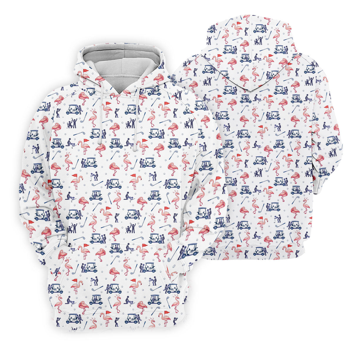 Flamingo Funny Golf Pattern Polo Shirt, Women's Golf Polo, Performance Golf Shirt