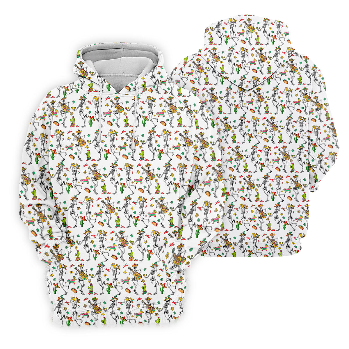Dia De Muertos Skeletons Cinco De Mayo Celebration Fiesta Themed White Golf Shirts For Men