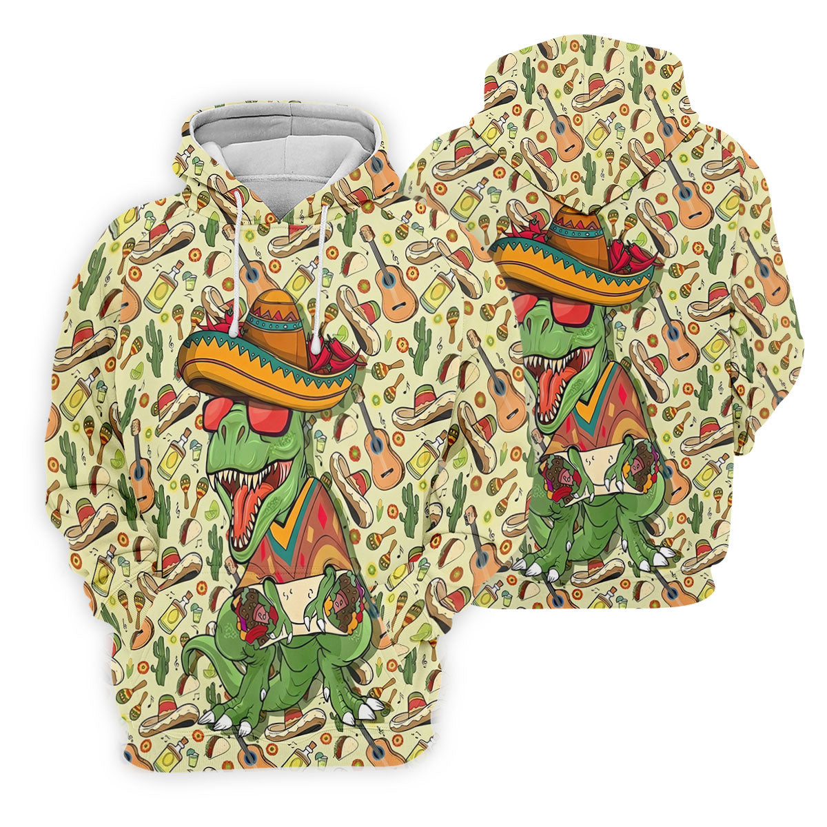 Mexican T-Rex Cinco De Mayo Celebration Funny Golf Shirt, Vibrant Color Golf Shirts For Men
