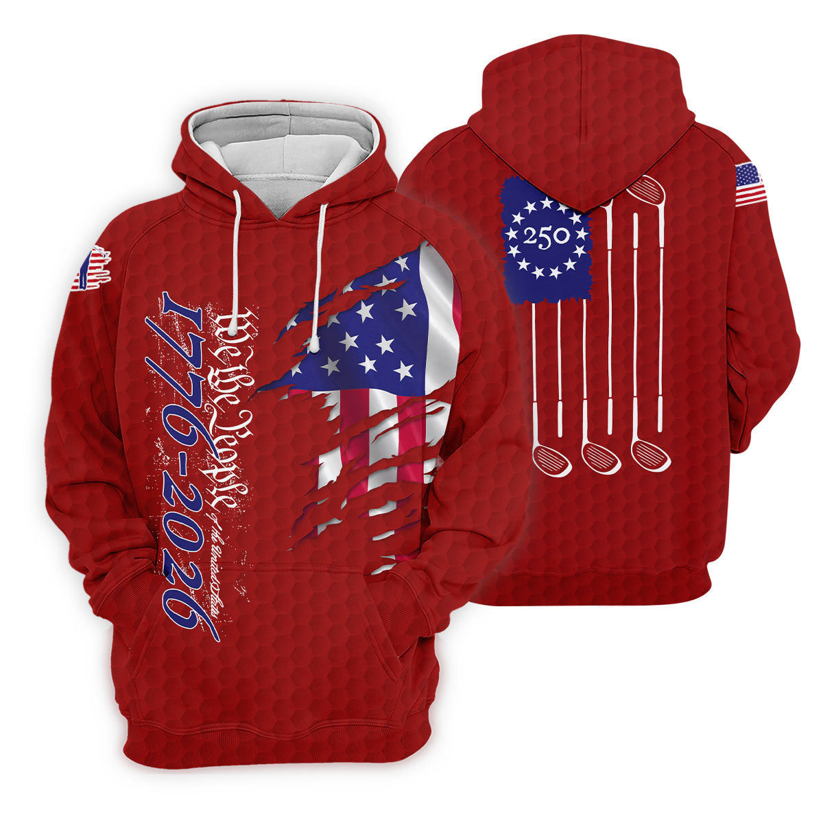 We The People Distressed American Flag Red Golf Shirt, 4th Of July Golf Shirt For Women