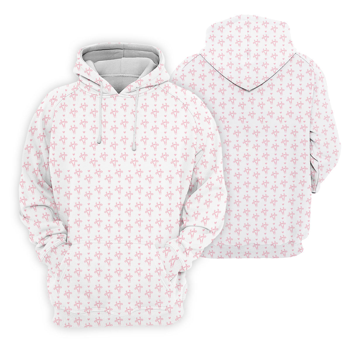 White Pink Funny Adult Pattern Polo Shirt, Ladies Golf Tops, Women's Golf Polo