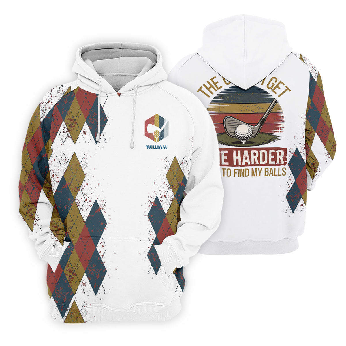 Personalized Vintage Argyle Golf Polo Shirt, Ladies Golf Shirts, Performance Golf Shirt