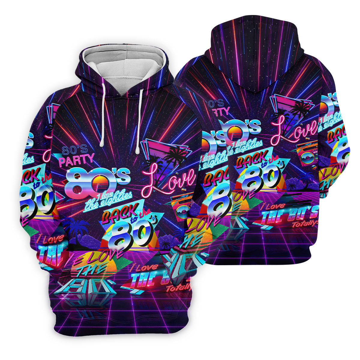 80s Retro Party Golf Shirt, Neon Synthwave Sunset Pattern, Golf Shirt For Men