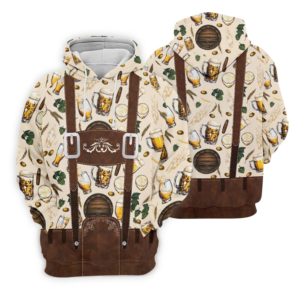 Oktoberfest Lederhosen Beer Pattern Golf Polo Shirt, Hawaiian Golf Shirt, Mens Golf Polo