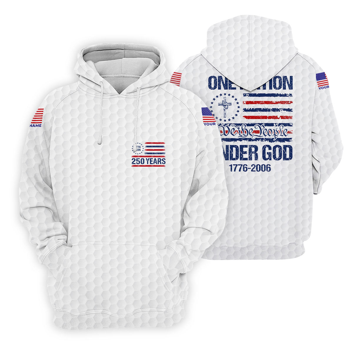 One Nation Under God We The People White Golf Shirt, 250 Years 4th Of July Golf Shirt For Women