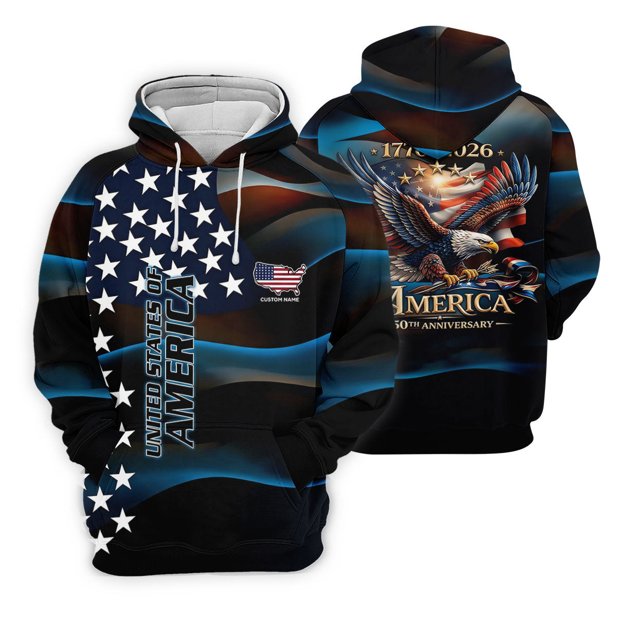 Red White Blue Bald Eagle Patriotic Golf Shirt, America 250th Anniversary Golf Shirt For Women