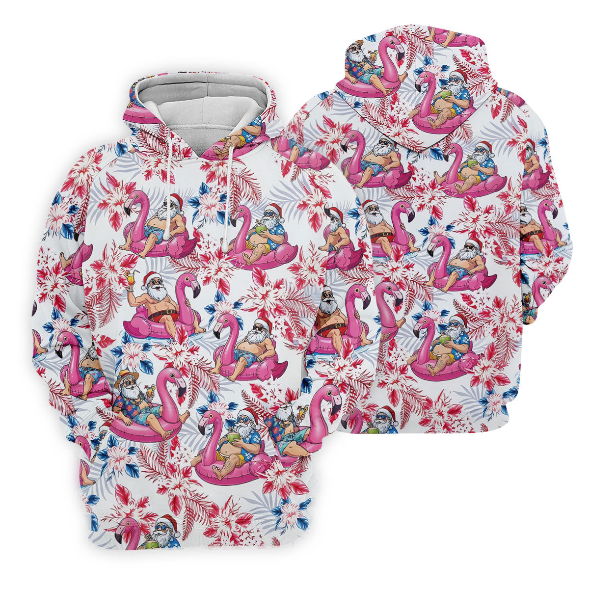 Funny Tropical Santa Flamingo Christmas Polo Shirt, Womens Golf Polo, Hawaiian Golf Shirt
