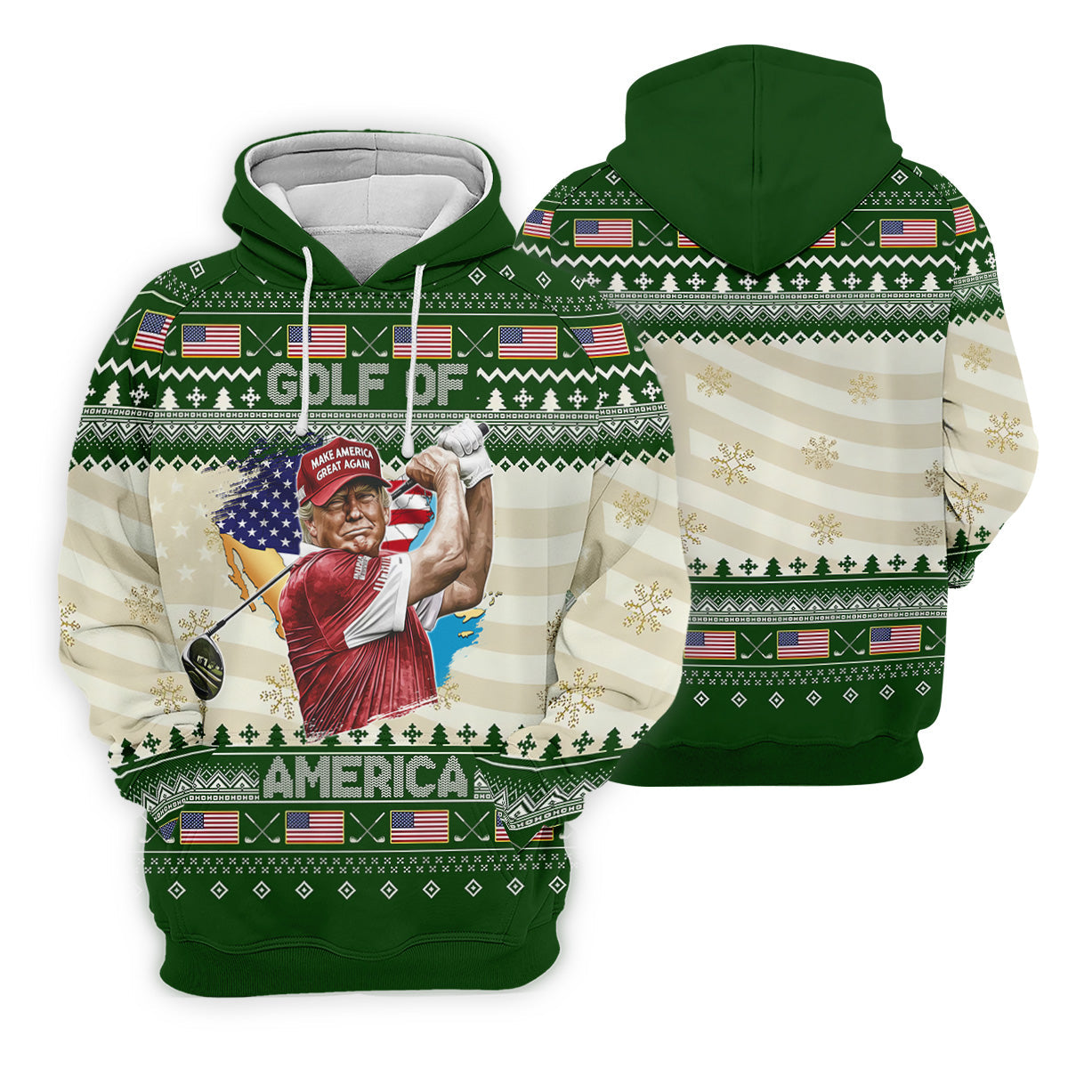 Trump Golf Of America Christmas Golf Shirt Men's Funny Golf Polo Shirts, Unique Gift For Golfer, Christmas Golf Gift