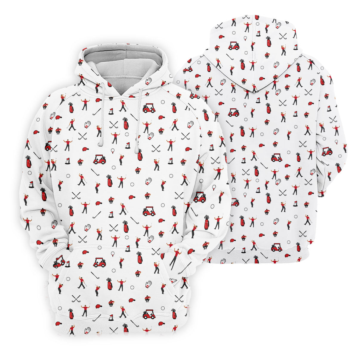Golf Player Pattern Polo Shirt, Golf Polo Shirts For Men, Printed Golf Shirts